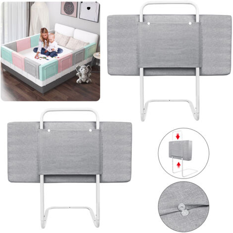 AUFUN Barrière de sécurité pour lit bébé,réglable en Hauteur avec 5 Trous,Protection Contre Les Chutes,barrière de sécurité pour Enfant (60mx2,Gris) (1/5)