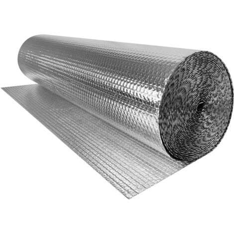 AUFUN Film Isolant Double Aluminium Film Bulle Isolation Toit 1mx15mx3-4mm, Film Réfléchissant Radiateur(15㎡)
