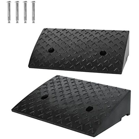 Naizy – Rampe de chargement en caoutchouc 47 x 31 x 10,5 cm – Antidérapante – Lot de 2 – Trous pré-percés pour installation facile
