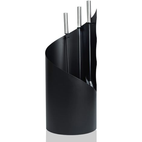 Naizy – Serviteur de cheminée 4 pièces en acier inoxydable avec revêtement anti-rouille – Dimensions 22x22x56cm – Support antidérapant