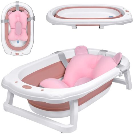 Naizy – Baignoire pliable bébé 82x50cm – Matériau PP non toxique – Coussins antidérapants – Design léger et pliable pour rangement facile