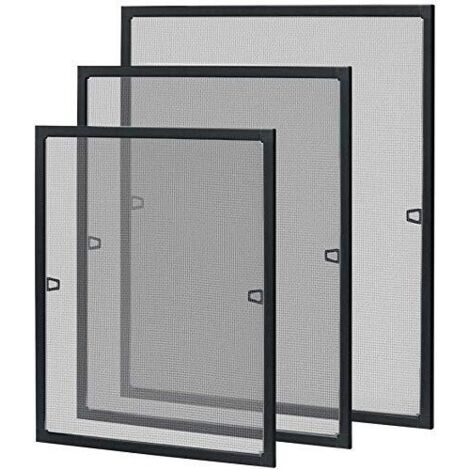 Moustiquaire pour Fenêtre 100 x 120 cm avec cadre en aluminium - fenêtre Moustiquaire sans perçage ni vis - Anthracite NAIZY