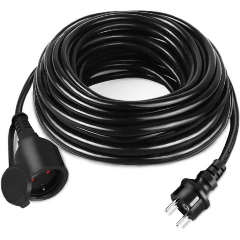 Naizy – Rallonge électrique 30m – Câble H05VV-F3G 1,5mm² – 3500W 16A – IP44 pour extérieur – Avec étui de protection