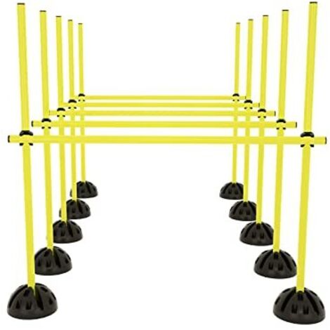 Naizy – Kit de barres de saut Agility – 15 poteaux 100 cm – 10 socles en X remplissables – Plastique robuste – Pour entraînement d'agilité