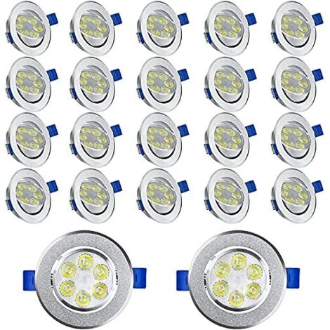 Naizy – Spot encastrable LED 3W blanc froid – Lot de 20 – Aluminium – 6000K-6500K – Économie d'énergie jusqu'à 90% – Durée de vie 50 000h - 20x3W