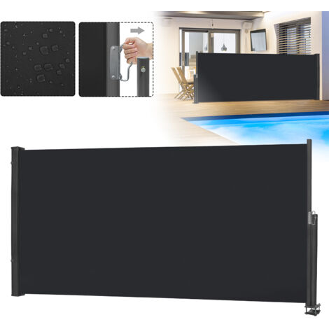 Hengmei – Store latéral rétractable 140 x 300 cm – Tissu polyester 180 g/m² – Résistant aux intempéries – Protection contre le soleil et le vent (1/8)