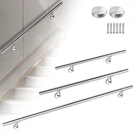 Naizy – Tube et barre métallique 120 cm – Acier inoxydable – Garde-corps intérieur et extérieur – Rampe d'escalier avec fixation murale