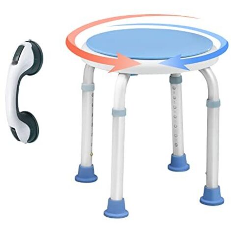 Naizy – Tabouret de douche réglable 36-51 cm – Siège pivotant 360° – Antidérapant en aluminium et plastique – Charge max 136 kg
