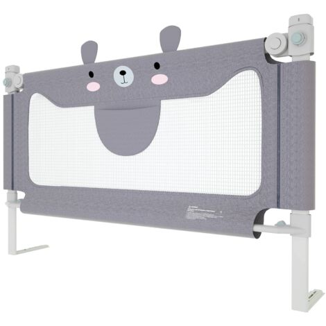 Barrière de Lit 180cm pour Enfants Bébé avec Hauteur Réglable Barrière de Sécurité pour Protection Contre les Chutes Gris NAIZY