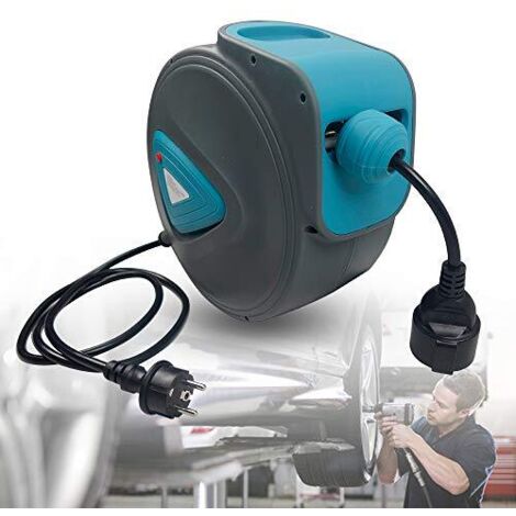 Naizy – Rallonge enrouleur automatique 20 m – Système de gestion rotatif 180° – Protection contre surcharge – Support mural amovible