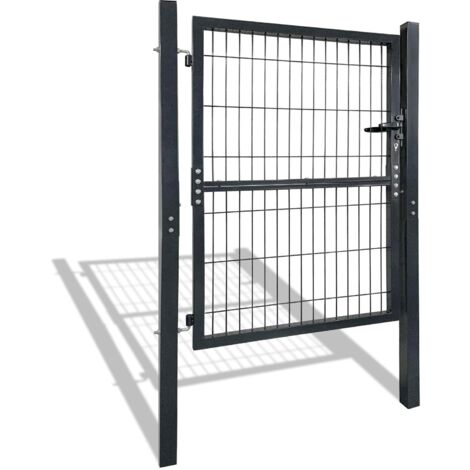 Naizy – Portillon de jardin 125×100 cm – Acier galvanisé anthracite – Serrure incluse – Design élégant et durable pour clôtures