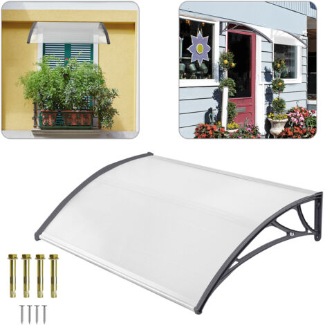 Hengmei – Auvent transparent 150 x 100 cm en polycarbonate 5mm – Résistant aux intempéries – Protection contre le soleil et la pluie – Montage facile