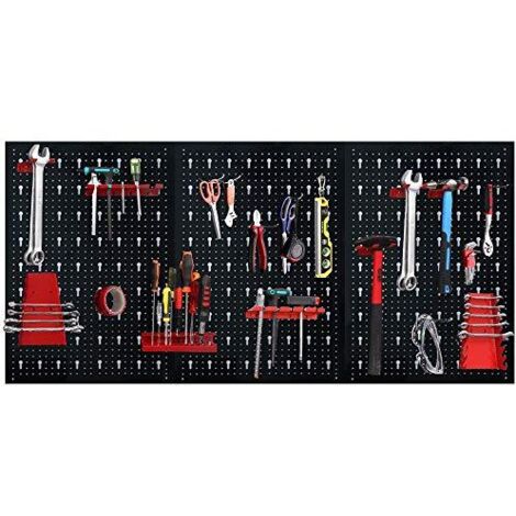 Naizy – Panneau mural pour rangement d'outils 120 x 60 x 2 cm – 17 crochets galvanisés – Installation simple – Pour atelier et garage