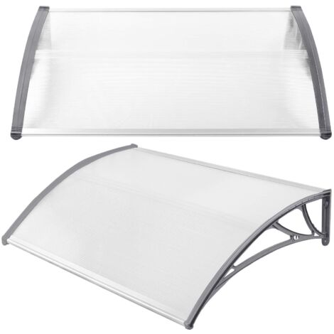 Naizy – Marquise 120 x 100 cm auvent pour porte d'entrée – Protection anti UV – Toit en polycarbonate transparent – Supports en aluminium noir