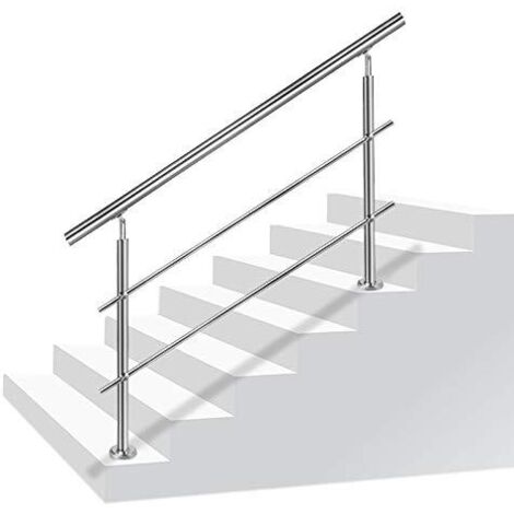 Naizy – Support de main courante inox 160 cm – 2 poteaux pour escalier intérieur et extérieur – Fixation facile – Résistant aux intempéries