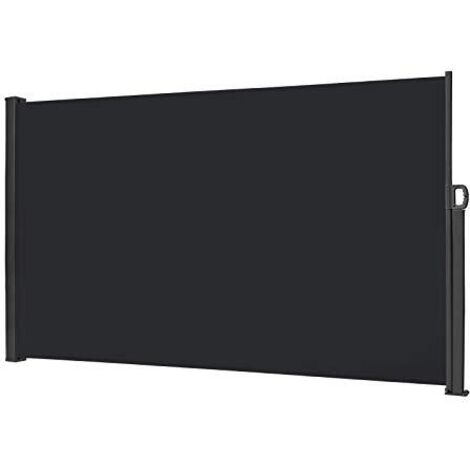 Store Latéral 160 x 300cm Brise-vue extensible - Opaque - Protection UV - Store latéral avec poignée, gris foncé NAIZY (1/5)