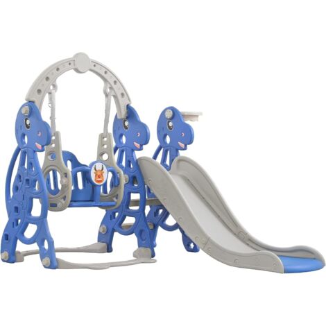 Naizy – Toboggan pour enfants pliable 175x140x120cm – Avec balançoire et panier de basket – Matériaux PE/PP respectueux de l'environnement (1/5)