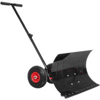 AUFUN Pelle à Neige avec Roues et 5 Angles réglables en Hauteur, Chasse Neige pour Jardin et Trottoir, Lame à Neige en métal Largeur de Travail 75 cm, Hauteur 42 cm
