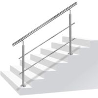 Naizy – Rampe d'escalier en inox 200cm – Poteaux ajustables pour installation facile – Résistante aux intempéries – Support pour personnes à mobilité réduite