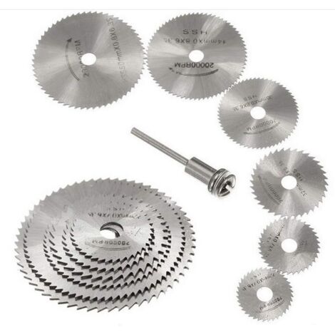 Neues 7-teiliges HSS-Sägeblatt-Rotationswerkzeug, kreisförmige Holzsägeblattscheiben für Dremel-Rotationswerkzeugdorn mit Verlängerungsstange 1/8 Zoll (3,175 mm)