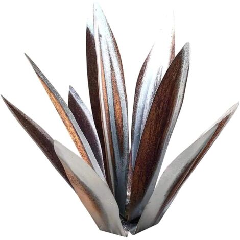 DIY Eisen Tequila Agave Pflanze Statue Ornament Skulptur für Outdoor Garten Haus Terrasse Hinterhof Kunst Dekor Silber 27cm (1/5)