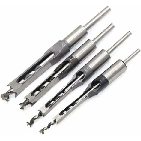 4-teiliges Meißel-Set, Vierkantlochbohrer, Stahlhohlmeißel-Set für die Holzbearbeitung (1/4 - 1/2 - 5/16 - 3/8 Zoll)