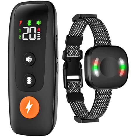 Hundetrainingshalsband mit Fernbedienung, wiederaufladbar und IP68 wasserdicht. Schockhalsband mit 4 Trainingsmodi, Piepton, Schock, Vibration, Licht, geeignet für kleine, mittelgroße und große Hunde.