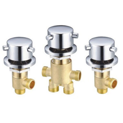 SY-1007 Dreieckiges Badewannenarmatur-Set aus Kupfer für Warm- und Kaltwasserschalter, Duscharmatur, fünf Zylinder, 3-teilig im Set