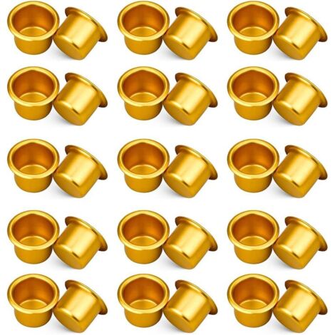Kerzenhalter aus Metall, 30er-Set, Kerzeneinsätze aus Metall, Stabkerzen, Düse, kreativer Kerzenhalter, Kerzen, runder Aluminiumeinsatz für Stabkerzen (2,7 x 2,7 x 1,9 cm)