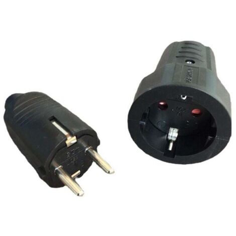 Stecker und 3 Buchsen, 2-poliger Elektrostecker, Elektrostecker mit Gummi, wasserdichter Elektrostecker, Stecker (schwarz, 5,93,6, 95,2 cm) (1/4)