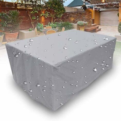 Abdeckung für Gartenmöbel, rechteckig, 210D Oxford-Gewebe, wasserdicht, schneefest, UV-beständig, staubdicht, Abdeckplane für Gartenmöbel, Terrassentisch, Grau, 123 x 61 x 72 cm
