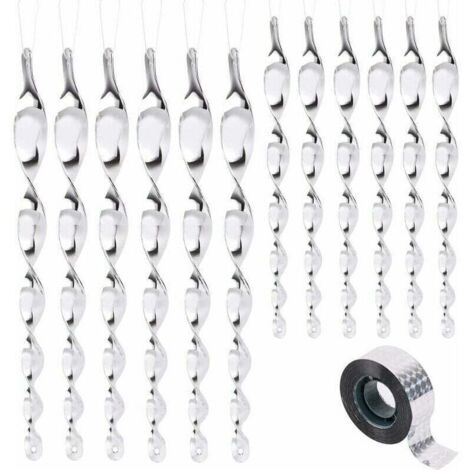 12er-Pack Vogelabwehrmittel mit 80 m Reflektorband, 30 cm 360-Grad-Vogelscheuchen, ideal, um Vögel von Balkonen und Obstbäumen fernzuhalten (1/4)