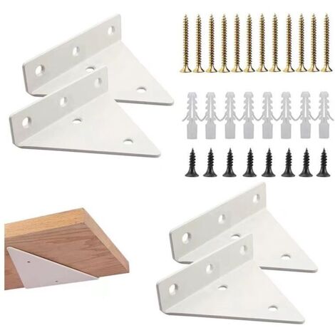 (4 Stück weiß) Dreieckige Regalhalterung, schwimmende Regalwinkel-Wandregalhalterung, unsichtbare Wandregalhalterung, Metall, festes schwimmendes Dreieck mit Befestigungsschrauben (1/4)