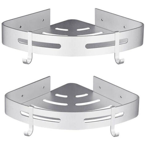 2-stöckiges, dreieckiges Duschregal in Silber, Küchenzubehör ohne Bohren, rostbeständiger Duschhalter zum Aufhängen (1/4)