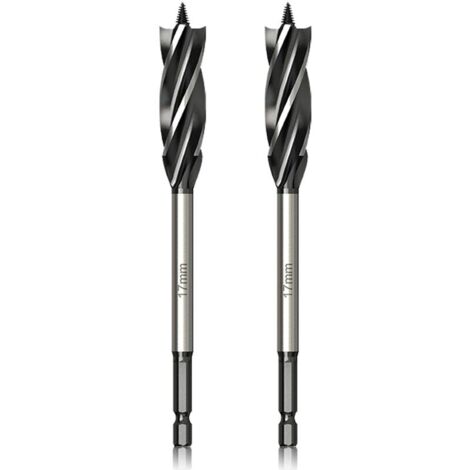 Professioneller Holzbohrer, 17 mm x 165 mm, 2 Stück, Schlangenbohrer mit selbsteinziehender Führungsspitze, 1/4 Zoll Sechskantschaftbohrer für die Holzbearbeitung (1/4)