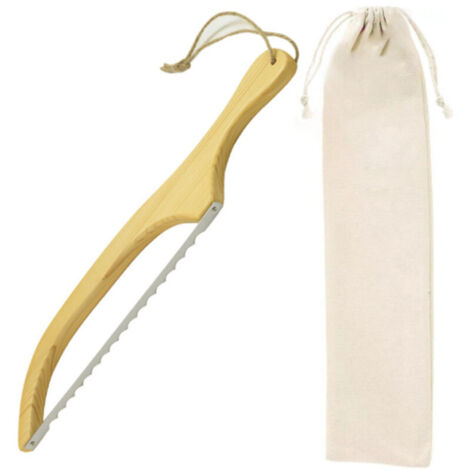 Brotmesser, Brotsäge, Länge 40 cm, Brotschneider aus Holz mit integriertem ergonomischen Griff, geeignet zum Schneiden aller Arten von Brot, Kuchen, Obst usw.