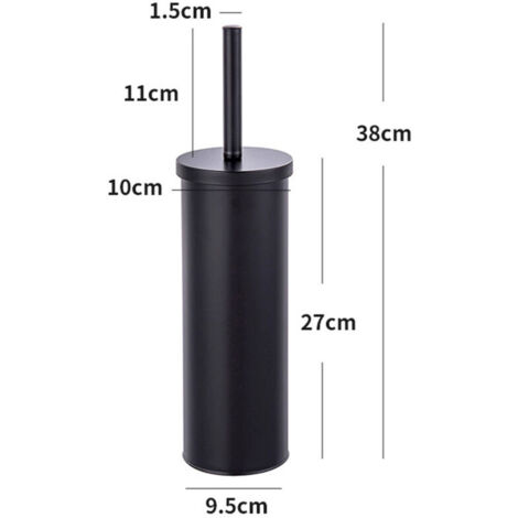 Geschlossene Toilettenbürste, geschlossener Design-Toilettenbürstenhalter mit schwarzer Toilettenbürste und auswechselbarem Toilettenbürstenkopf Ø 9,5 cm, Stahl, (1/4)