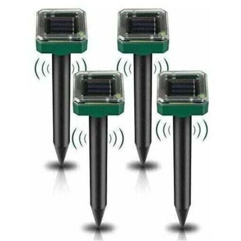4er-Pack Solar-Ultraschall-Abwehrmittel, Solar-Maulwurfabwehr, Mäuseabwehr für den Außenbereich für Gärten, Maulwürfe, Wühlmäuse, Taschenratten, Schlangen oder andere Nagetiere