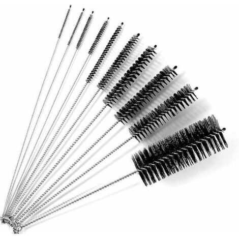 Reinigungsbürste [10 Stück], Reinigungsbürste, Strohhalmbürste, für schmale Behälter und kleine Ecken, zB Wasserkocher, Teekanne, Tastatur, Strohhalm (Schwarz) (1/4)