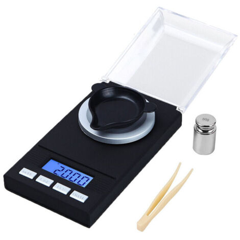 Präzisions-Milligrammwaage 50 g x 0,001 g, Schmuckwaage mit LED-Anzeige, Multifunktions-Elektronikwaage, Küchenwaage, Taschenwaage mit Kalibriergewicht (1/4)