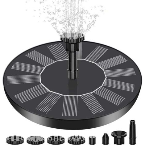1W Solarbrunnen, Gartenbrunnen für den Außenbereich, Solarbrunnen mit Düsen für Zierteiche, Teich im Freien, Gartenvogelbrunnen, 13cm (1/4)