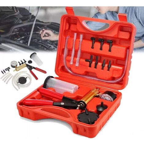 Entlüftungspumpen-Kit Bremsflüssigkeitsentlüfter Vakuum-Schaltkreistester Diagnose-Tools-Kit, manuelle Vakuumpumpe, Vakuum-Reparatur-Tool-Kit für Auto (mit Adapter für mein (1/4)