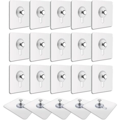 20 Stück Bilderhaken ohne Bohren, Rahmenbefestigung ohne Bohren, Rahmenhaken ohne Bohren, wasserfester selbstklebender, entfernbarer Anti-Spuren-Aufkleber, transparenter selbstklebender Bilderhaken (1/4)