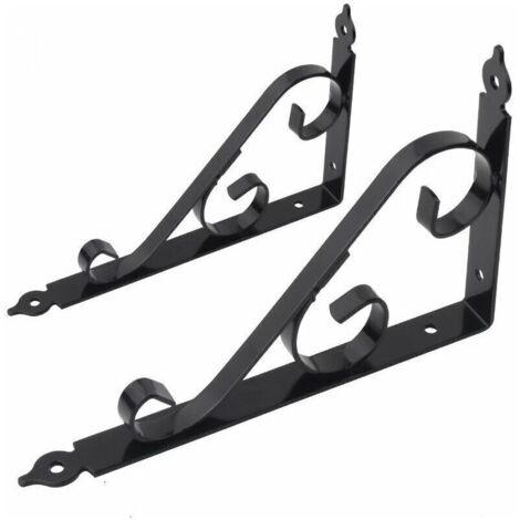 Regalhalterung aus Metall zur Wandmontage, 90-Grad-Dreieckshalterung, multifunktionale Regalstütze mit Schrauben für Gartenarbeit, Badezimmer, Küche, 250 mm x 164 mm, 1 Paar (schwarz) (1/4)