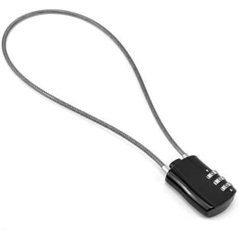 Einziehbares Kabelschloss, digitales Zahlenschloss mit 41 cm Kabel für Motorrad, Fahrrad, Snowboard, Ski, Gepäck, Schwarz (1/4)