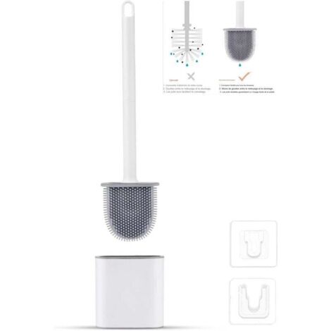 Toilettenbürstenhalter aus Silikon, tropffrei, antibakteriell, belüftete Toilettenbürste, schnelltrocknend, geruchsneutral, Wand-/Bodenmontage, Toilettenbürste, für Badezimmer und Toilette, weiß (1/4)
