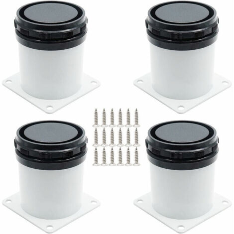 4er-Set verstellbare Möbelbeine – Edelstahl – mit Schrauben – Weiß – Höhe 5 cm (1/4)