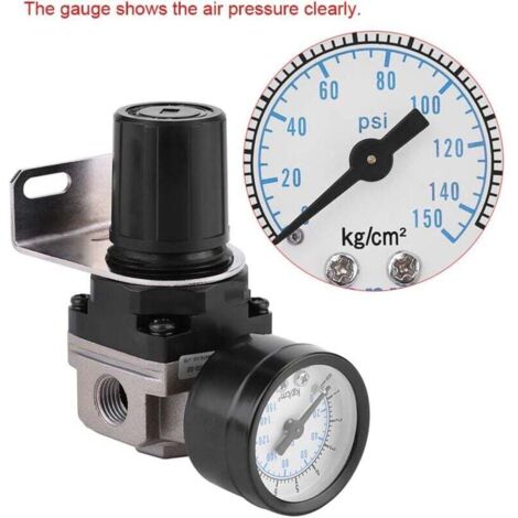 Luftdruckregler, AR2000 G1/4 pneumatisch gesteuerter Kompressor mit Manometer, 0,050,85 MPa A
