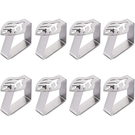 8-teiliges Set blattförmiger Tischdeckenclips aus Edelstahl, verstellbarer Tischdeckenhalter für Hochzeiten im Freien, Picknicks, Restaurants und den privaten Gebrauch, Silber (1/5)