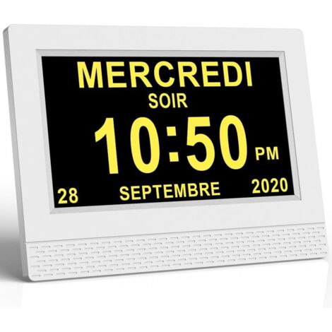 Digitaluhr, 7-Zoll-LCD-Display mit Datums-, Datums- und Zeitanzeige (1/5)